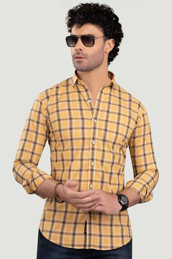 Michail_Yellow_Cotton_Checks_Full_Sleeves_Shirt