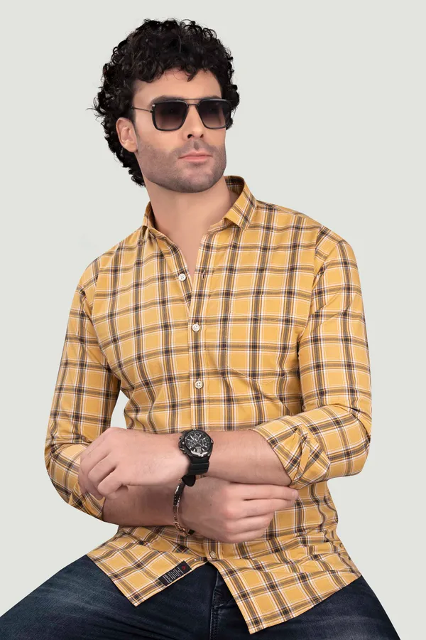 Michail_Yellow_Cotton_Checks_Full_Sleeves_Shirt