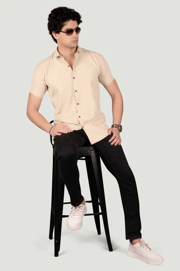 Elliot_Beige_Textured_Solid_Full_Sleeves_Shirt