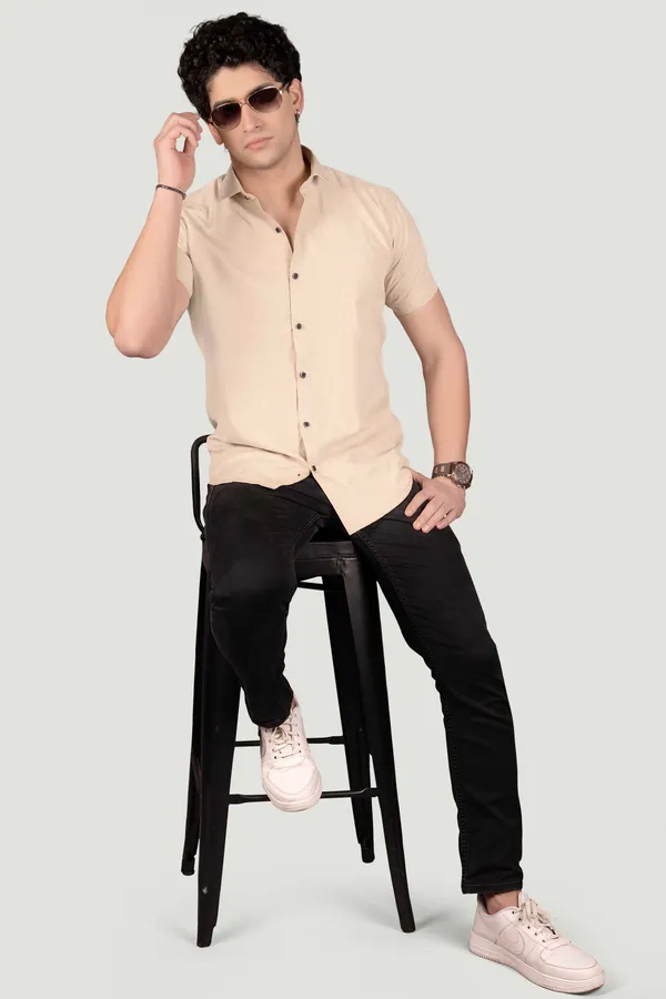 Elliot_Beige_Textured_Solid_Full_Sleeves_Shirt