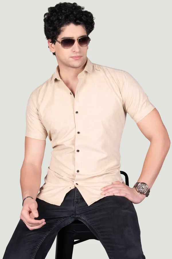 Elliot_Beige_Textured_Solid_Full_Sleeves_Shirt