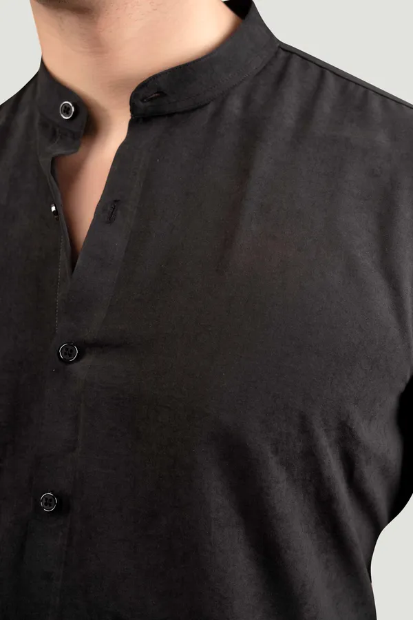 Theo_Black_Suede_Solid_Full_Sleeves_Shirt_for__Men