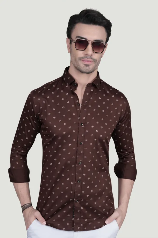 Stefan_Brown_Cotton_Printed_Shirt