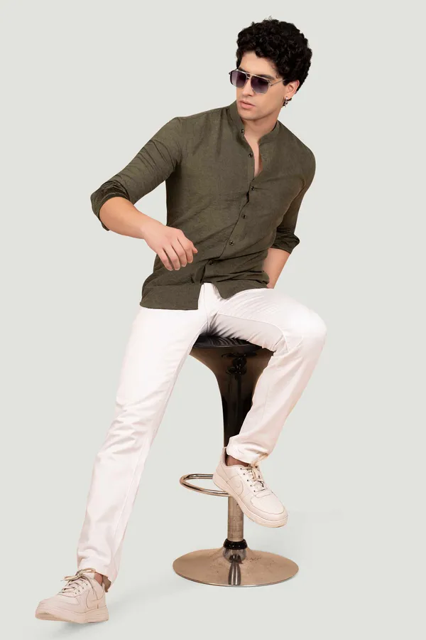 Liam_Green_Suede_Solid_Full_Sleeves_Shirt_for__Men
