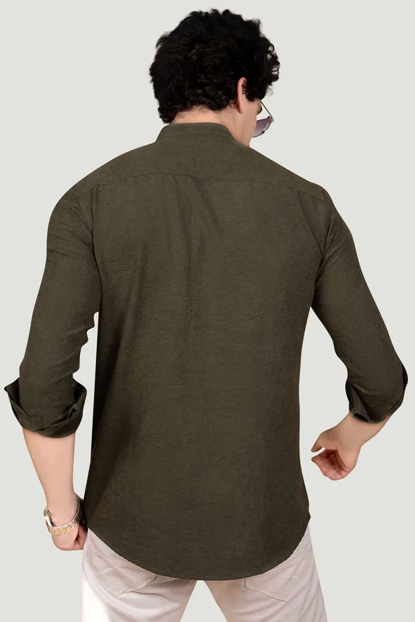 Liam_Green_Suede_Solid_Full_Sleeves_Shirt_for__Men