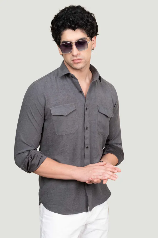 Double_Pocket_Lucas_Grey_Solid_Full_Sleeves_Shirt_for__Men