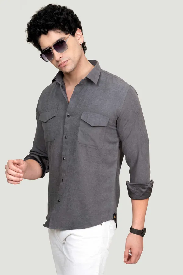 Double_Pocket_Lucas_Grey_Solid_Full_Sleeves_Shirt_for__Men