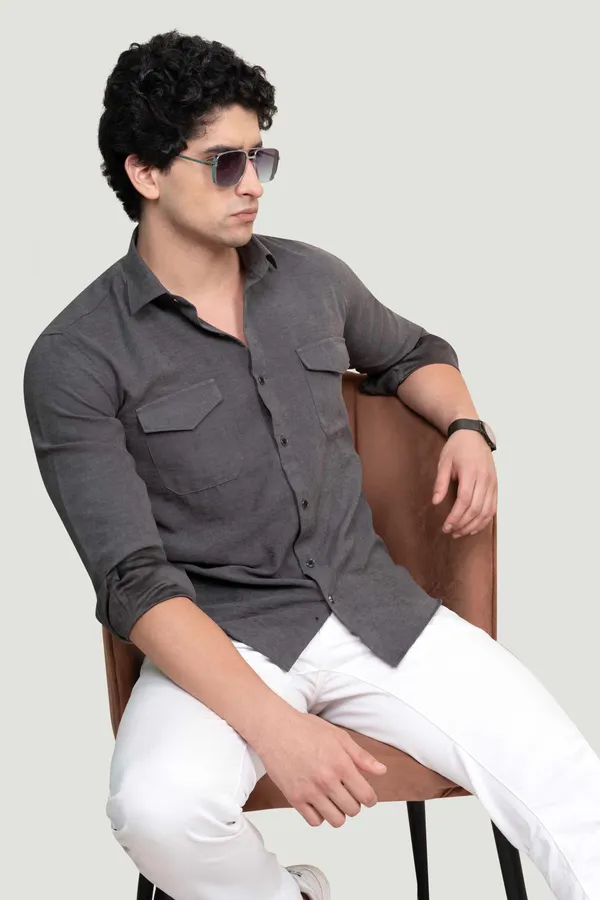 Double_Pocket_Lucas_Grey_Solid_Full_Sleeves_Shirt_for__Men