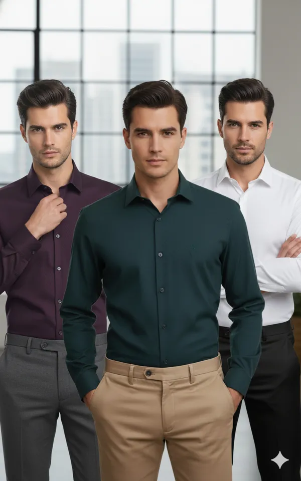 Pack_of_3_White,_Maroon,_Olive_Cotton_Formal_Shirt