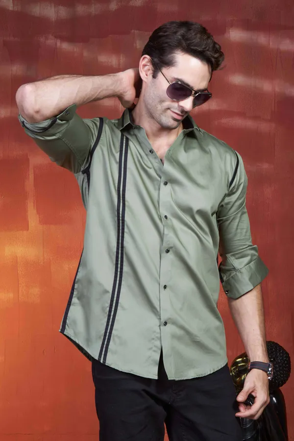Pure_Egyptian_Giza_Cotton_Twinline_Olive_Designer_Shirt