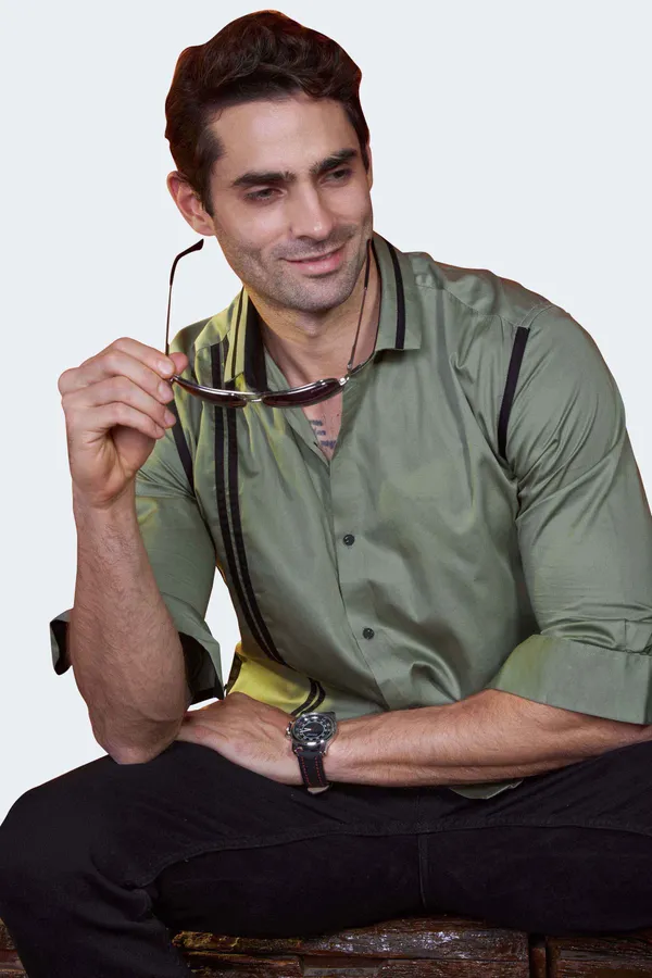 Pure_Egyptian_Giza_Cotton_Twinline_Olive_Designer_Shirt
