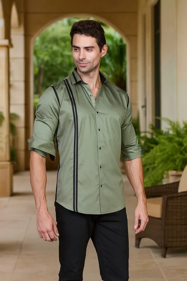 Pure_Egyptian_Giza_Cotton_Twinline_Olive_Designer_Shirt
