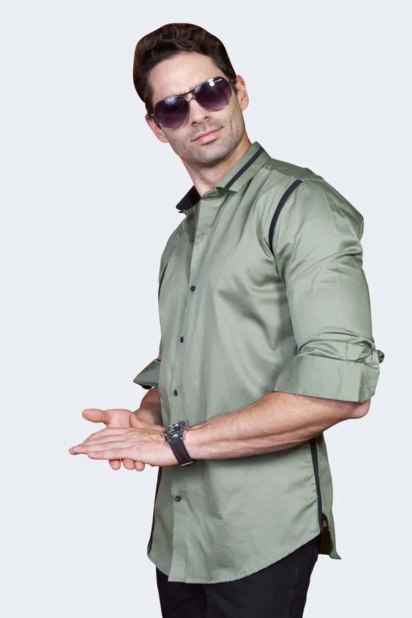 Pure_Egyptian_Giza_Cotton_Twinline_Olive_Designer_Shirt
