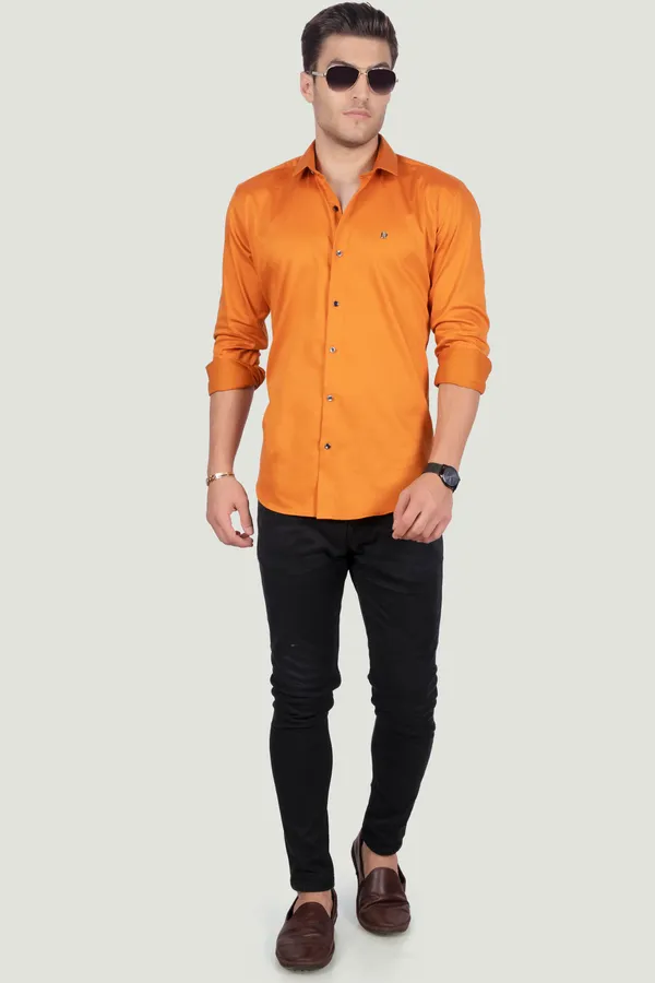 Fiorenzo_Orange_Solid_Full_Sleeves_Shirt_for__Men