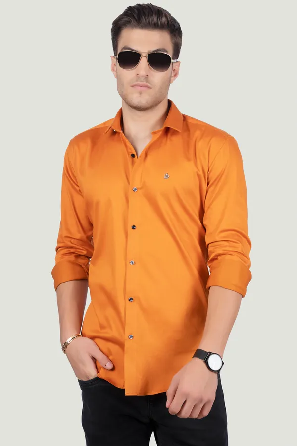 Fiorenzo_Orange_Solid_Full_Sleeves_Shirt_for__Men