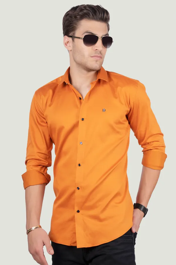 Fiorenzo_Orange_Solid_Full_Sleeves_Shirt_for__Men