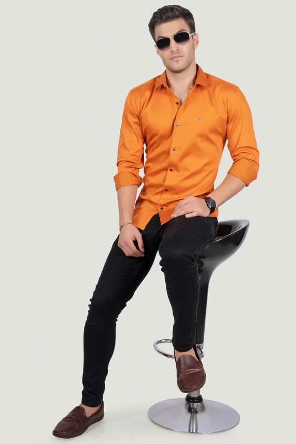 Fiorenzo_Orange_Solid_Full_Sleeves_Shirt_for__Men