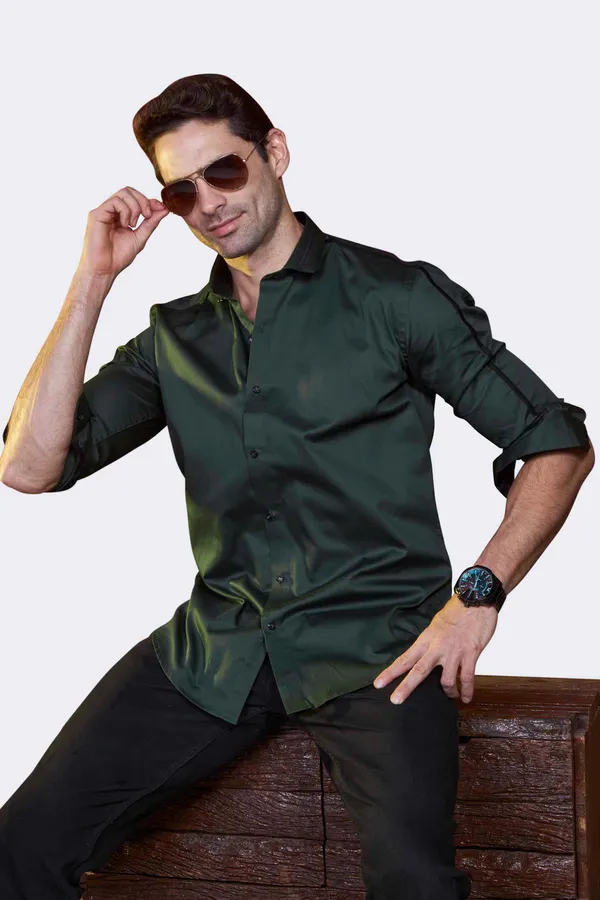 Pure_Egyptian_Giza_Cotton_Emerald_Green_Solid_Shirt