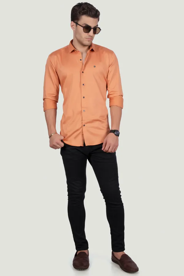 Ferdinando_Orange_Solid_Full_Sleeves_Shirt