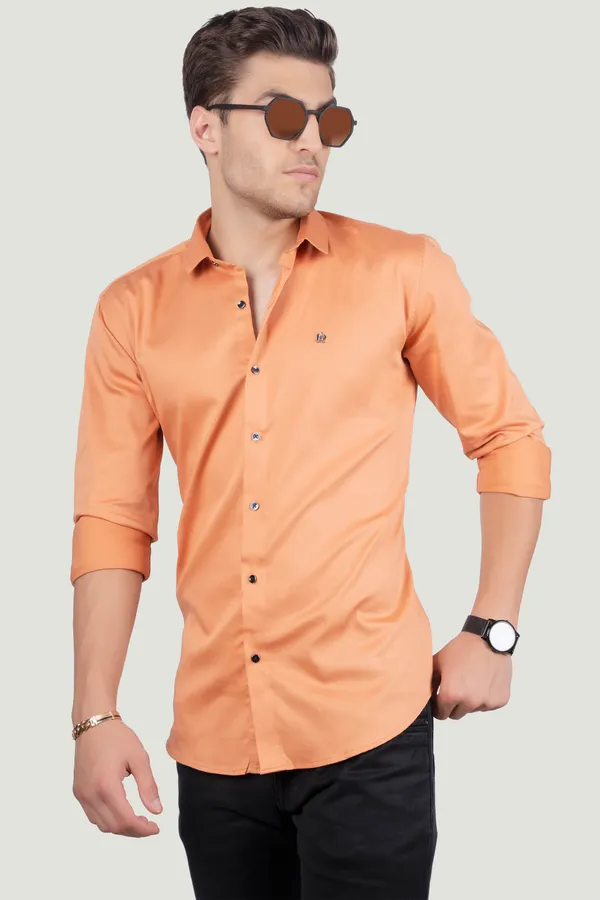Ferdinando_Orange_Solid_Full_Sleeves_Shirt