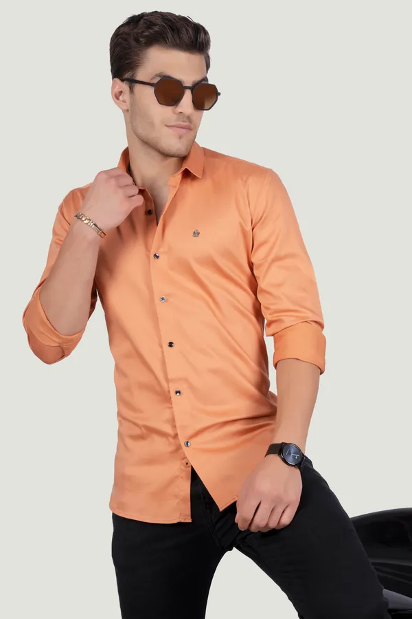 Ferdinando_Orange_Solid_Full_Sleeves_Shirt