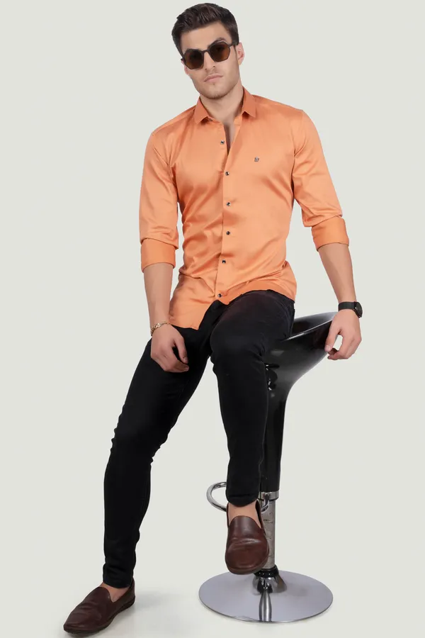 Ferdinando_Orange_Solid_Full_Sleeves_Shirt