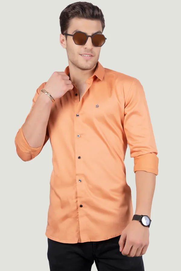 Ferdinando_Orange_Solid_Full_Sleeves_Shirt