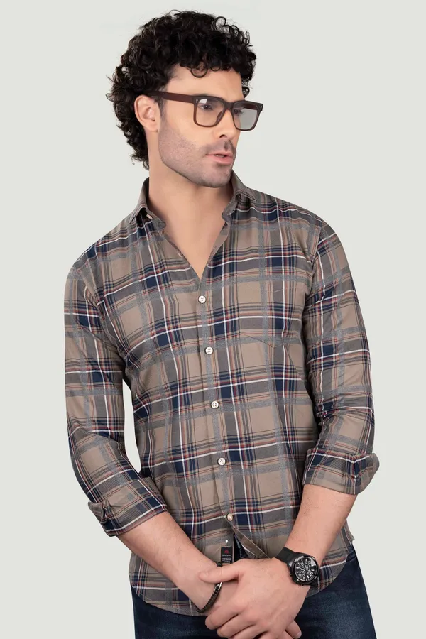 German_Blue_Cotton_Checks_Full_Sleeves_Shirt