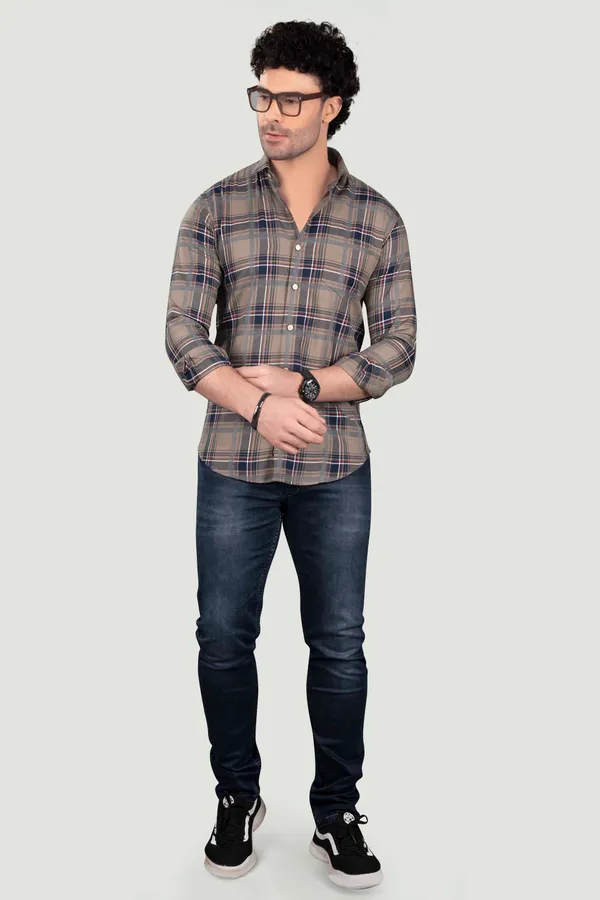 German_Blue_Cotton_Checks_Full_Sleeves_Shirt