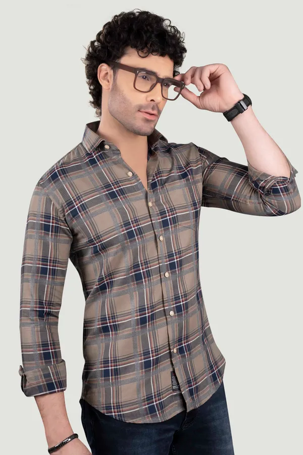 German_Blue_Cotton_Checks_Full_Sleeves_Shirt