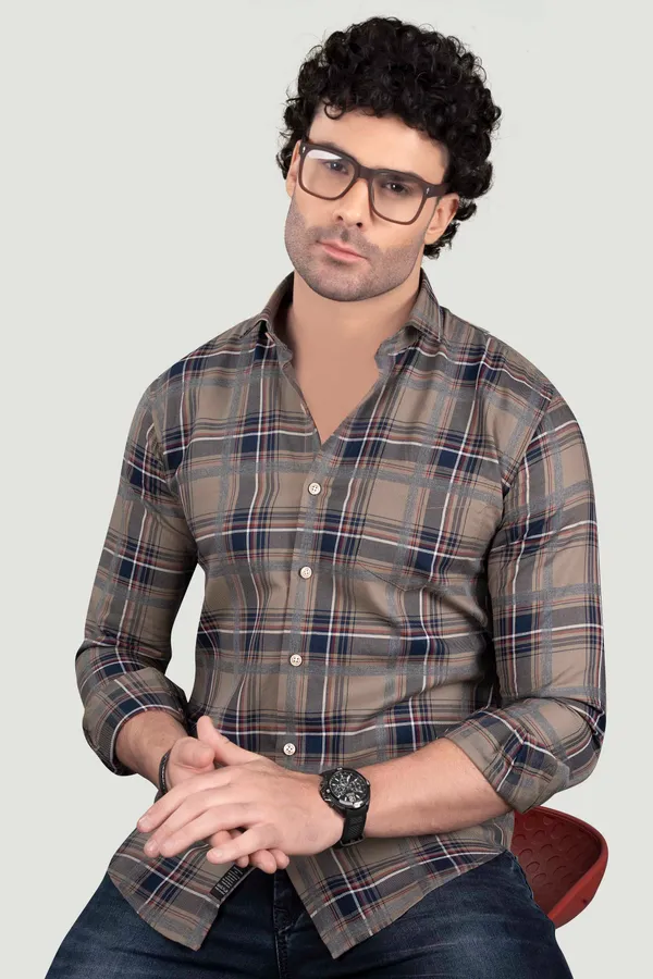 German_Blue_Cotton_Checks_Full_Sleeves_Shirt