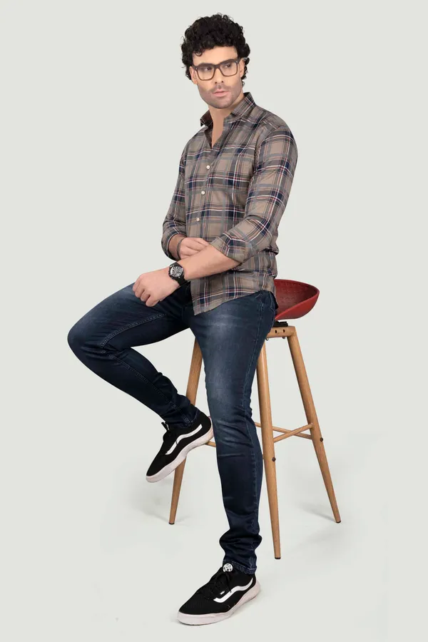 German_Blue_Cotton_Checks_Full_Sleeves_Shirt