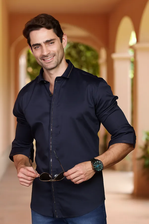 Pure_Egyptian_Giza_Cotton_Navy_Gold_Solid_Shirt