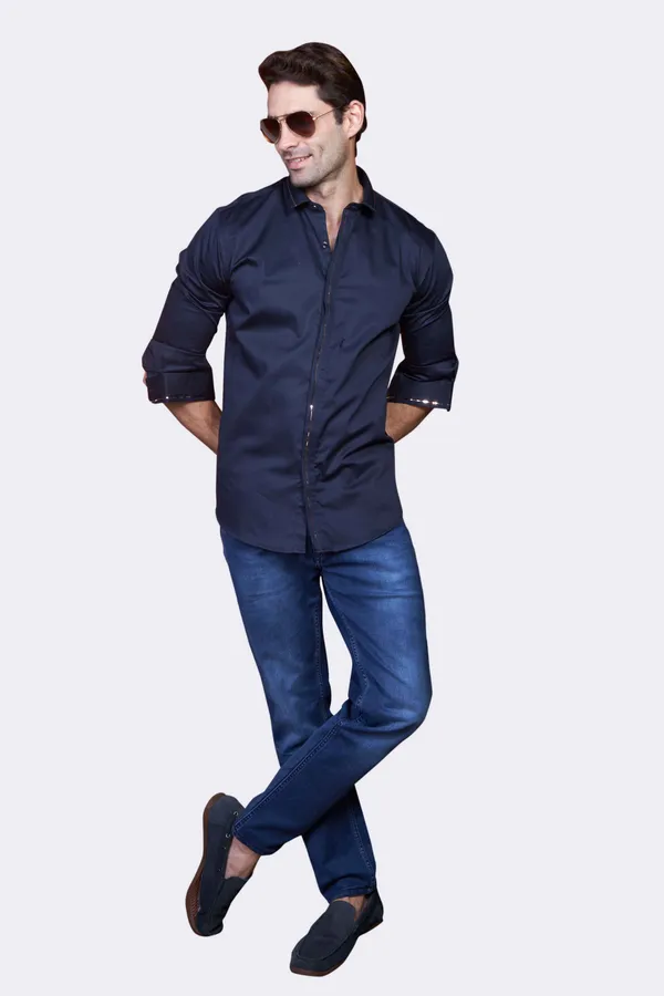 Pure_Egyptian_Giza_Cotton_Navy_Gold_Solid_Shirt