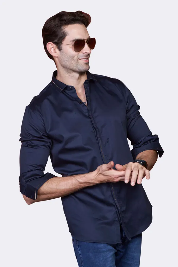 Pure_Egyptian_Giza_Cotton_Navy_Gold_Solid_Shirt