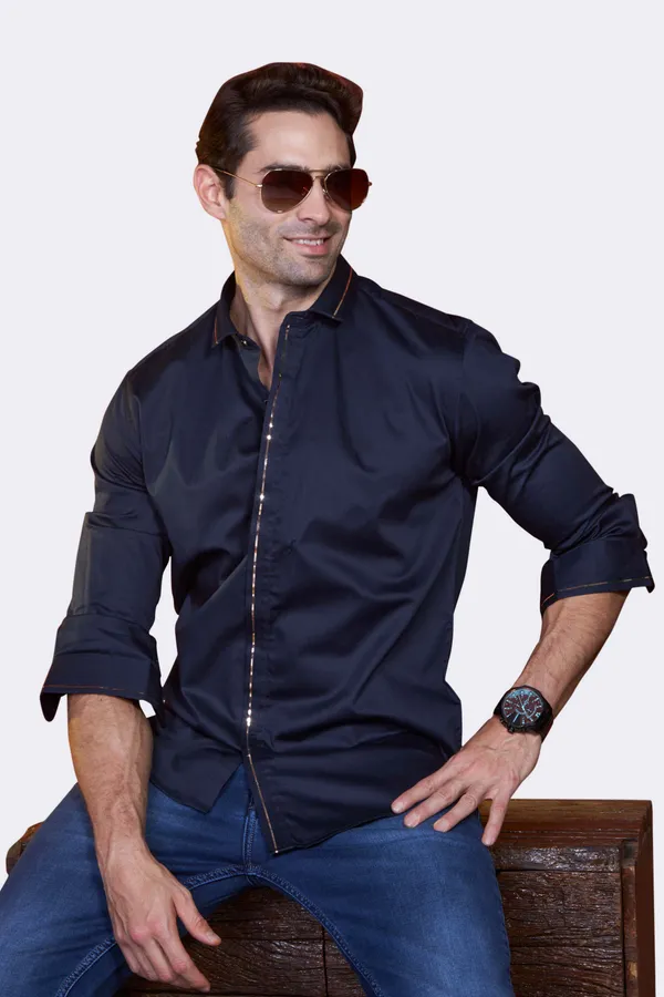 Pure_Egyptian_Giza_Cotton_Navy_Gold_Solid_Shirt