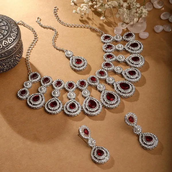 Atasi_International_Silver_Plated_Kundan_Polki_and_Crystal_Traditional_Jewellery_Set_for_Women_with_Necklace,_Earrings,_and_Maang_Tikka_–_Ideal_for_Party,_Wedding,_and_Engagement