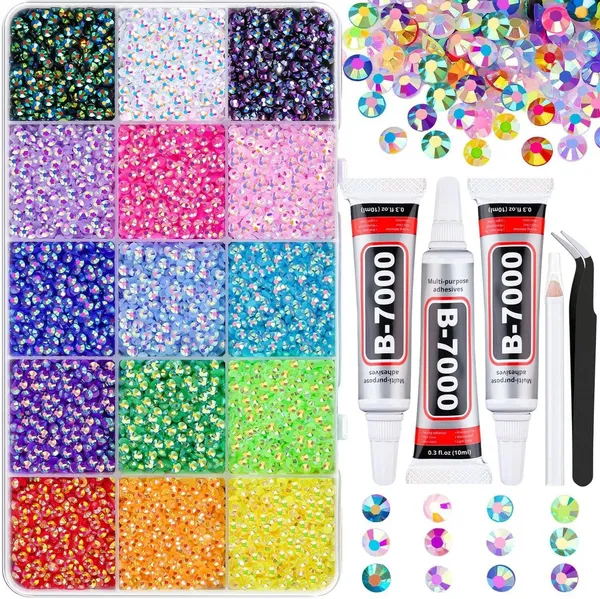 Resin_Jelly_Rhinestones_For_Bedazzling_15_Colors_3mm_Flatback_Gems_With_B_7000_Glue_And_Tweezers_Assorted_Multicolour_Crystals_For_Clothing_Shoes_Crafts