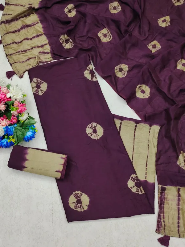 Unstitched_Shibori_Bandhani_Chanderi_Cotton_Dress_Material_With_4.50_Meter_Top_And_Bottom_With_2.15_Meter_Dupatta