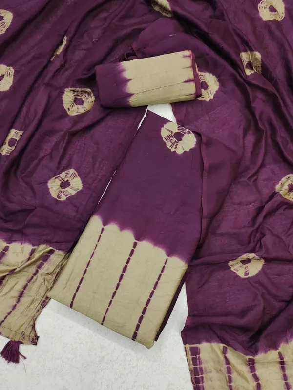 Unstitched_Shibori_Bandhani_Chanderi_Cotton_Dress_Material_With_4.50_Meter_Top_And_Bottom_With_2.15_Meter_Dupatta