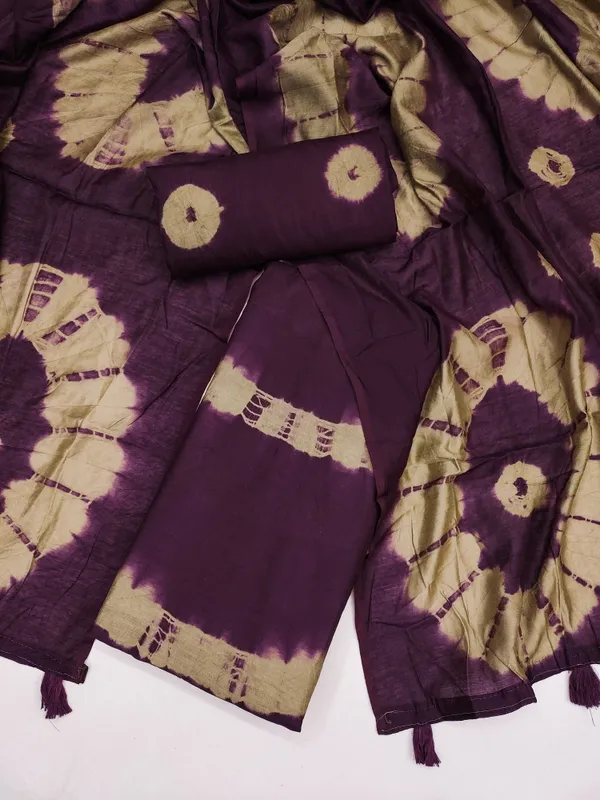 Unstitched_Shibori_Bandhani_Chanderi_Cotton_Dress_Material_With_4.50_Meter_Top_And_Bottom_With_2.15_Meter_Dupatta