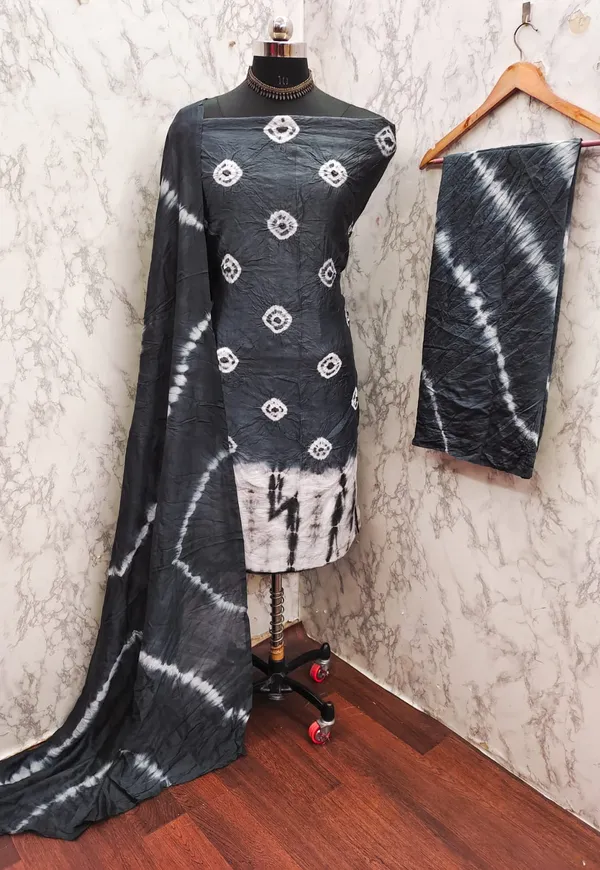 Unstitched_Shibori_Bandhani_Chanderi_Cotton_Dress_Material_With_4.50_Meter_Top_And_Bottom_With_2.25_Meter_Dupatta