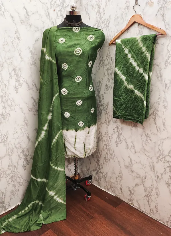Unstitched_Shibori_Bandhani_Chanderi_Cotton_Dress_Material_With_4.50_Meter_Top_And_Bottom_With_2.25_Meter_Dupatta