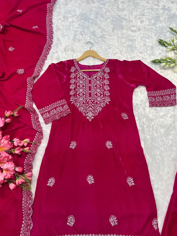 Fully_Stitched_Designer_Party_Wear_Look_Heavy_Viscose_Velvet_Top-Dupatta_And_Plazza_Pair_With_Embroidery_Work