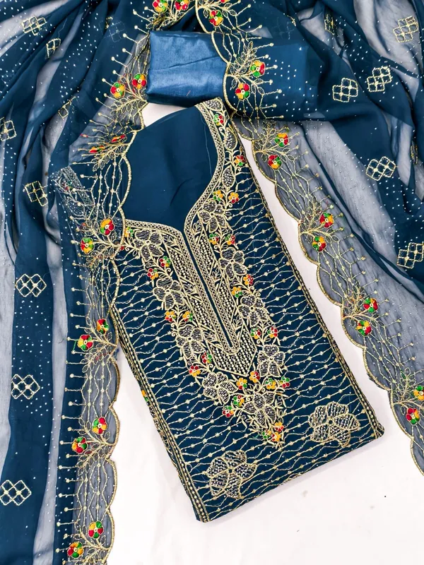 Unstitched_Georgette_Embroidery_Multi_Sequence_Work_Dress_Material_For_Her_With_4.10_Meter_Top_And_Bottom_With_1.50_Meter_Inner_And_2.10_Meter_Dupatta