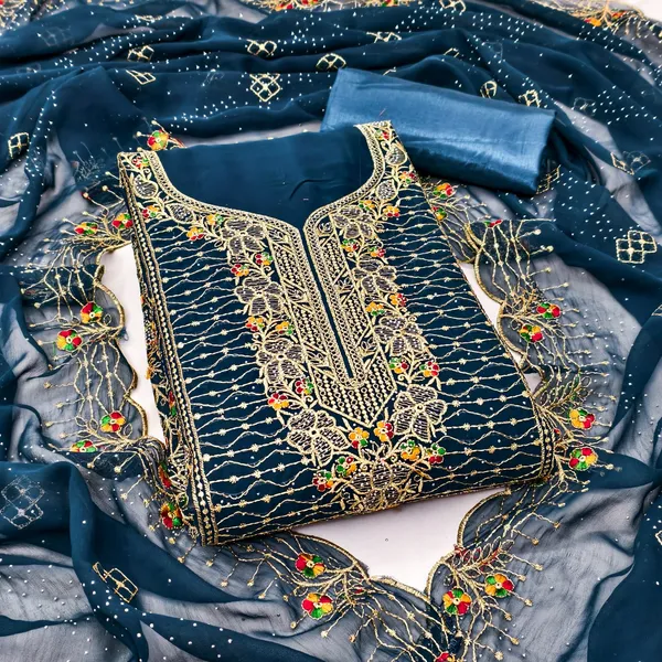 Unstitched_Georgette_Embroidery_Multi_Sequence_Work_Dress_Material_For_Her_With_4.10_Meter_Top_And_Bottom_With_1.50_Meter_Inner_And_2.10_Meter_Dupatta