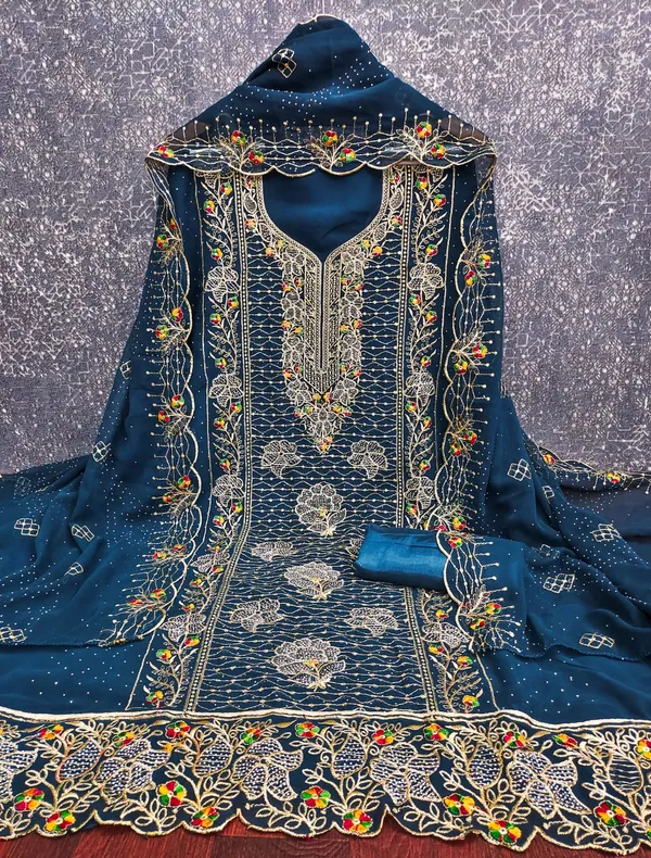 Unstitched_Georgette_Embroidery_Multi_Sequence_Work_Dress_Material_For_Her_With_4.10_Meter_Top_And_Bottom_With_1.50_Meter_Inner_And_2.10_Meter_Dupatta