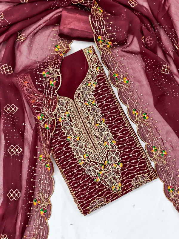 Unstitched_Georgette_Embroidery_Multi_Sequence_Work_Dress_Material_For_Her_With_4.10_Meter_Top_And_Bottom_With_1.50_Meter_Inner_And_2.10_Meter_Dupatta