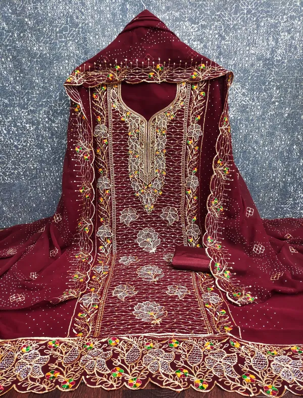Unstitched_Georgette_Embroidery_Multi_Sequence_Work_Dress_Material_For_Her_With_4.10_Meter_Top_And_Bottom_With_1.50_Meter_Inner_And_2.10_Meter_Dupatta