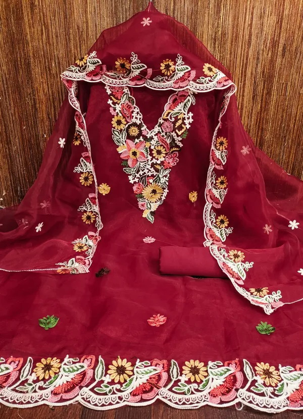 Unstitched_Organza_Silk_Embroidery_Work_Dress_Material_For_Her_With_4.10_Meter_Top_And_Bottom_With_1.50_Meter_Inner_And_2.10_Meter_Dupatta